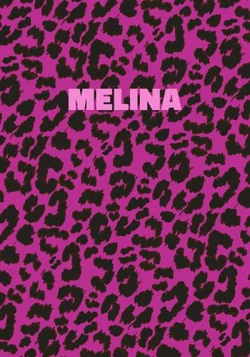 Melina: Personalized Pink Leopard Print Notebook (Animal Skin Pattern). College Ruled (Lined) Journal for Notes, Diary, Journaling. Wild Cat Theme Design wi