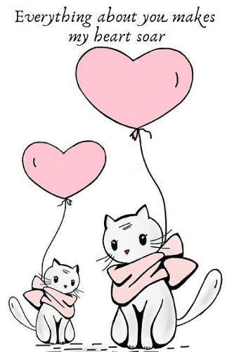 Everything about You Makes My Heart Soar: Valentines Day Gifts for 9 Year Olds .- Lined Gift Notebook Journal for Cat Lover