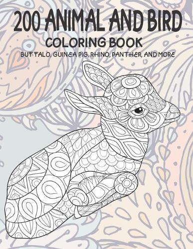 200 Animal and Bird - Coloring Book - Buffalo, Guinea pig, Rhino, Panther, and more