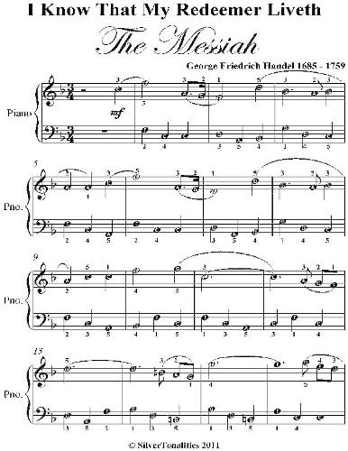 I Know That My Redeemer Liveth the Messiah Easy Piano