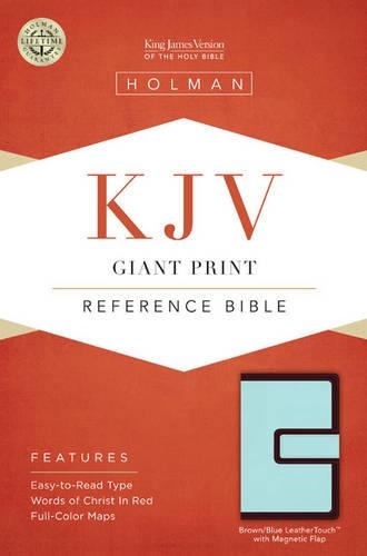 KJV Giant Print Reference Bible, Brown/Blue Leathertouch