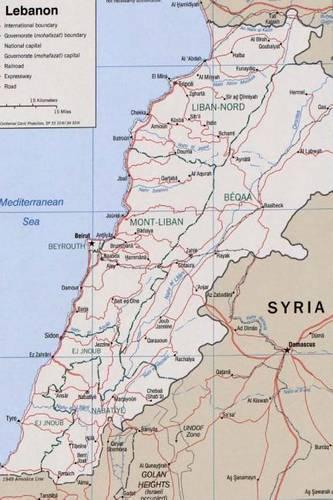 A Map of the Nation of Lebanon