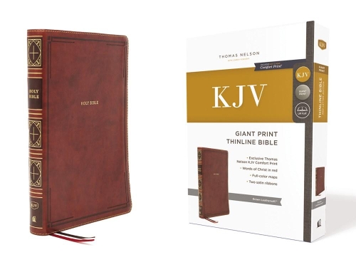 KJV Holy Bible: Giant Print Thinline Bible, Brown Leathersoft, Red Letter, Comfort Print: King James Version