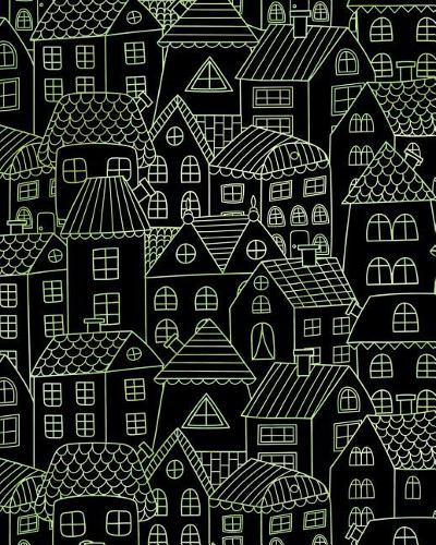 Bullet Journal Notebook Cute Houses Pattern 7