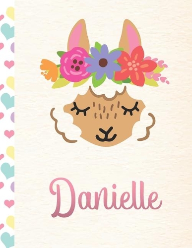 Danielle: Personalized Llama Journal For Girls - 8.5x11 110 Pages Notebook/Diary With Pink Name