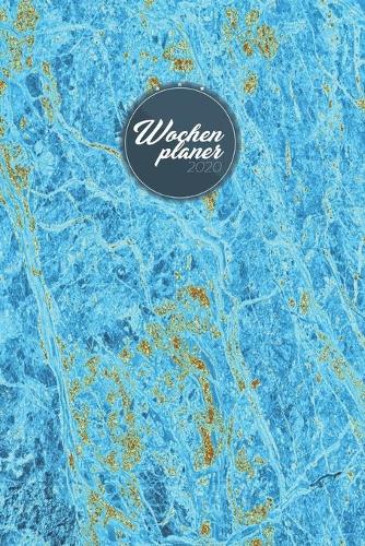 Wochenplaner 2020: Planer, Taschenkalender in ca. DIN A5 (6"x9") - Gold Blau Muster