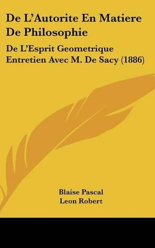 de L'Autorite En Matiere de Philosophie
