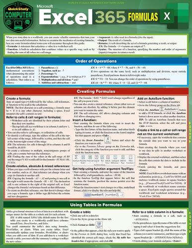Microsoft Excel 365 Formulas: A Quickstudy Laminated Reference Guide