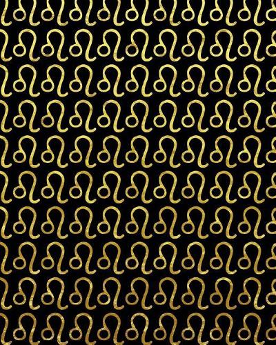 Notebook: Leo Zodiac Constellation Large Blank College Ruled Line Paper to Write in - Gold Leo Horoscope Pattern