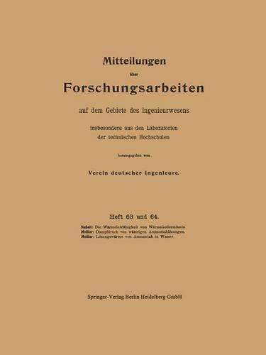 Mitteilungen über Forschungsarbeiten auf dem Gebiete des Ingenieurwesens