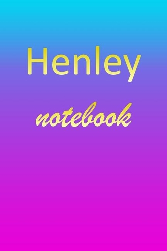 Henley: Blank Notebook - Wide Ruled Lined Paper Notepad - Writing Pad Practice Journal - Custom Personalized First Name Initial H Blue Purple Gold - Taking 