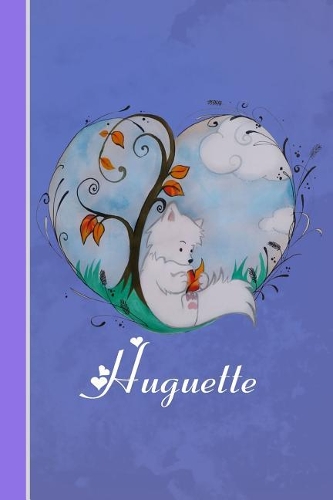 Huguette: Cahier Personnalisé - Fox Avec Coeur - Couverture Souple - 120 Pages - Vide - Notebook - Journal Intime - Scrapbook - Idée Cadeau