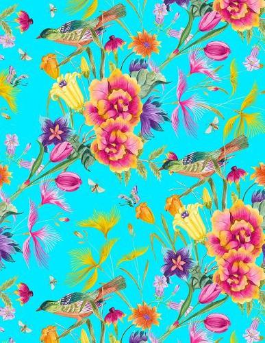 My Big Fat Bullet Journal Bird in Flowers Pattern on Blue: Jumbo Sized Dot Style Bullet Journal Notebook - 300 Plus Numbered Pages with 300 Dot Grid Pages, 6 Index Pages and 2 Key Pages in Large 8.5 X 11 Siz