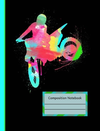 Watercolor Dirt Bike Rider Motocross Composition Notebook