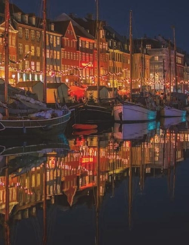 Nyhavn Denmark Notebook Large Size 8.5 X 11 Ruled 150 Pages