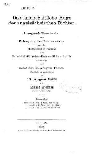 Das landschaftliche Auge der angelsächsischen Dichter