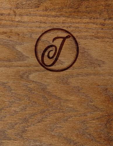 Wood Burned Monogram Creative Journal - I: (8.5 X 11 Lined) Blank Notebook College Ruled
