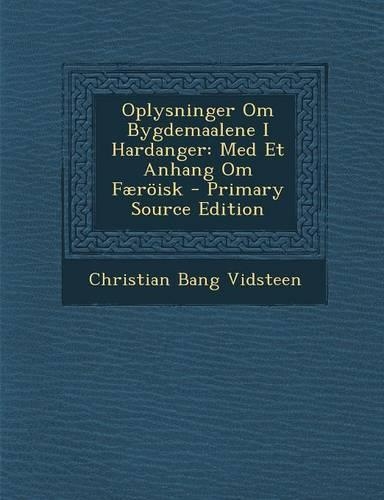 Oplysninger Om Bygdemaalene I Hardanger