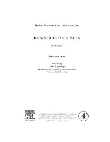 Introductory Statistics, Student Solutions Manual (E-Only)