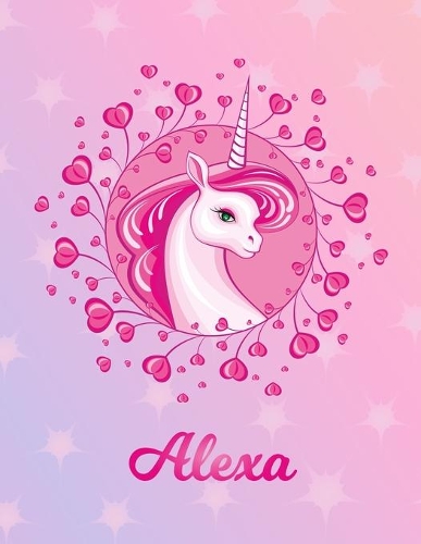 Alexa: Unicorn Sheet Music Note Manuscript Notebook Paper - Magical Horse Personalized Letter K Initial Custom First Name Cover - Musician Composer Instrum