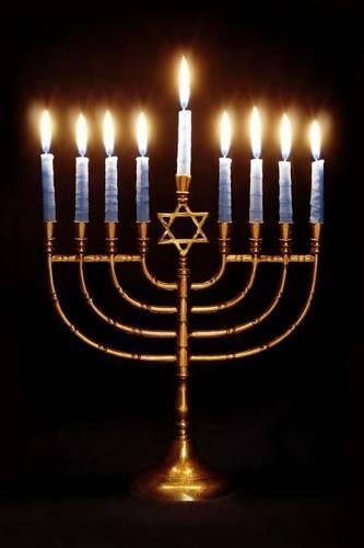 A Gold Hanukkah Menorah with Lighted Candles Journal: 150 Page Lined Notebook/Diary