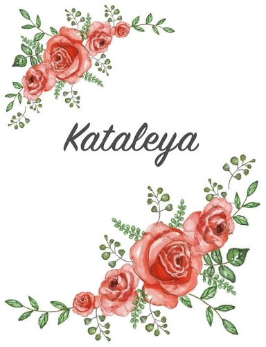 Kataleya: Personalized Composition Notebook - Vintage Floral Pattern (Red Rose Blooms). College Ruled (Lined) Journal for School Notes, Diary, Journaling. Flo