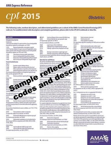CPT 2015 Express Reference Coding Card: Obstetrics