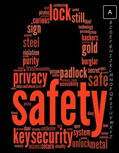 password tracker notebook: Safety Lock Tag Cloud Concept For Security Password Book With Alphabetical Tabs ( Size 8.5 X 11 )