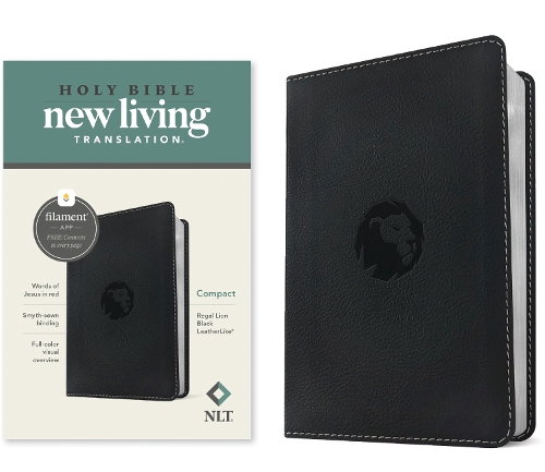 NLT Compact Bible, Filament-Enabled Edition (Leatherlike, Regal Lion Black, Red Letter)