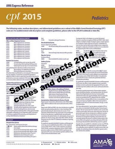 CPT 2015 Express Reference Coding Card: Pediatrics