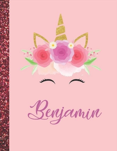 Benjamin: Benjamin Marble Size Unicorn SketchBook Personalized White Paper for Girls and Kids to Drawing and Sketching Doodle Taking Note Size 8.5 x 11