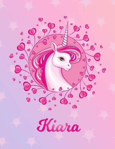 Kiara: Unicorn Large Blank Primary Sketchbook Paper - Pink Purple Magical Horse Personalized Letter K Initial Custom First Name Cover - Drawing Sketch Book