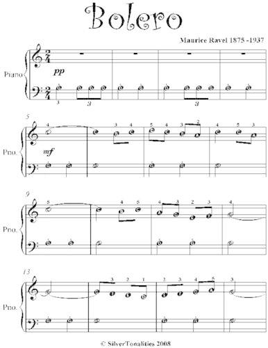 Bolero Easiest Piano Sheet Music