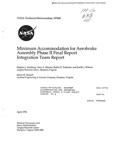 Minimum Accommodation for Aerobrake Assembly, Phase 2