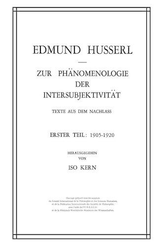 Zur Phänomenologie der Intersubjektivität