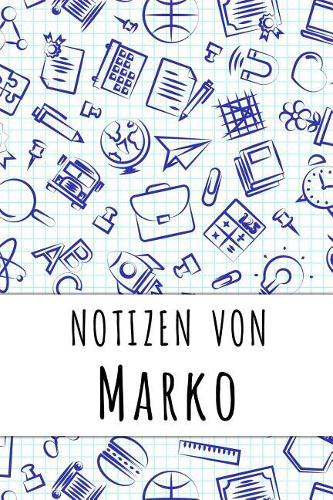 Notizen von Marko: Kariertes Notizbuch mit 5x5 Karomuster für deinen personalisierten Vornamen