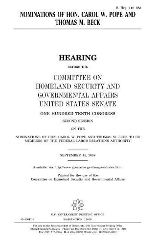 Nominations of Hon. Carol W. Pope and Thomas M. Beck