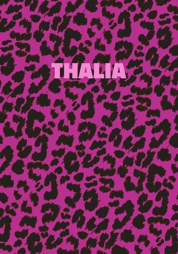 Thalia: Personalized Pink Leopard Print Notebook (Animal Skin Pattern). College Ruled (Lined) Journal for Notes, Diary, Journaling. Wild Cat Theme Design wi