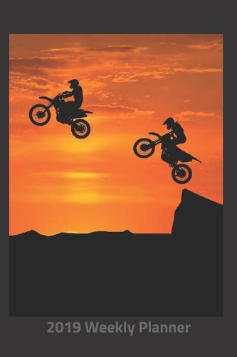 Plan on It 2019 Weekly Calendar Planner - Air Born Dirt Bikes: Extreme Sports Black 14 Month Pocket Appointment Notebook