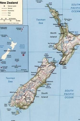 A Map of the Island Nation New Zealand