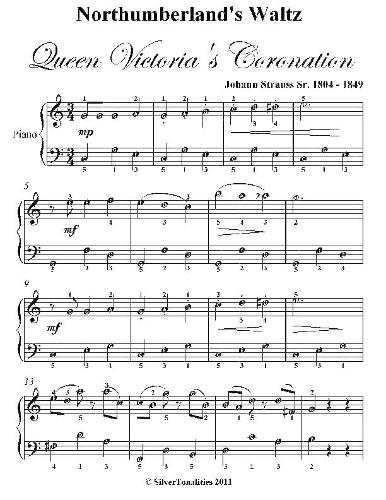 Northumberland’s Waltz Queen Victoria’s Coronation - Easy Piano Sheet Music