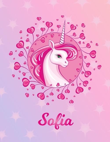 Sofia: Unicorn Large Blank Primary Sketchbook Paper - Pink Purple Magical Horse Personalized Letter S Initial Custom First Name Cover - Drawing Sketch Book
