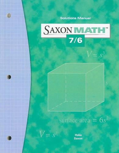 Saxon Math 7/6 Solutions Manual