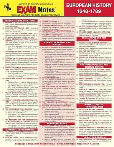 Exam Notes Euro History 1648-178 St