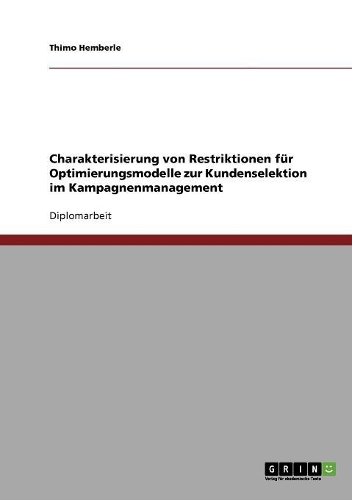 Charakterisierung von Restriktionen für Optimierungsmodelle zur Kundenselektion im Kampagnenmanagement: (German)