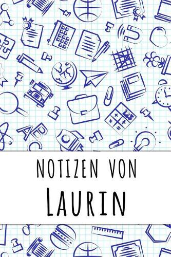 Notizen von Laurin: Kariertes Notizbuch mit 5x5 Karomuster für deinen personalisierten Vornamen