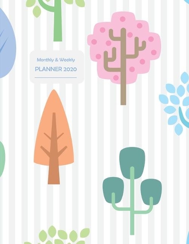 Monthly & Weekly Planner 2020: Diary / Agenda 2020 with GRATITUDE JOURNAL, HABIT & MOOD TRACKER, PERSONAL & BUSINESS TO-DOs - Cover Image of Cute Yet Simple Tree Pattern, Scandina