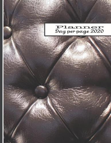 Day per page planner 2020: The large minimalism style professional page per day personal agenda diary for all your organisational needs - Brown chesterfield leather effect cov