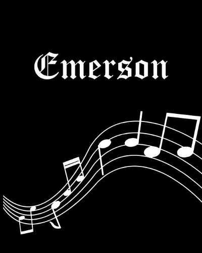 Emerson: Sheet Music Note Manuscript Notebook Paper - Personalized Custom First Name Cover - Musician Composer Instrument Composition Book - 12 Staves a Page