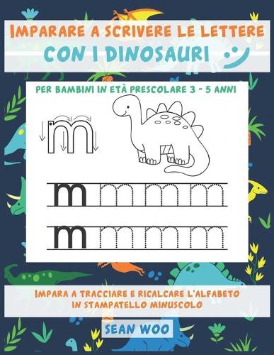Imparare a scrivere le lettere con i dinosauri per bambini in età prescolare 3 - 5 anni